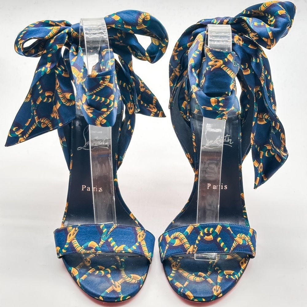 Christian Louboutin Du Desert 100 Crepe Satin in Obscur High Heel Sandals EU 39 - Picture 2 of 11